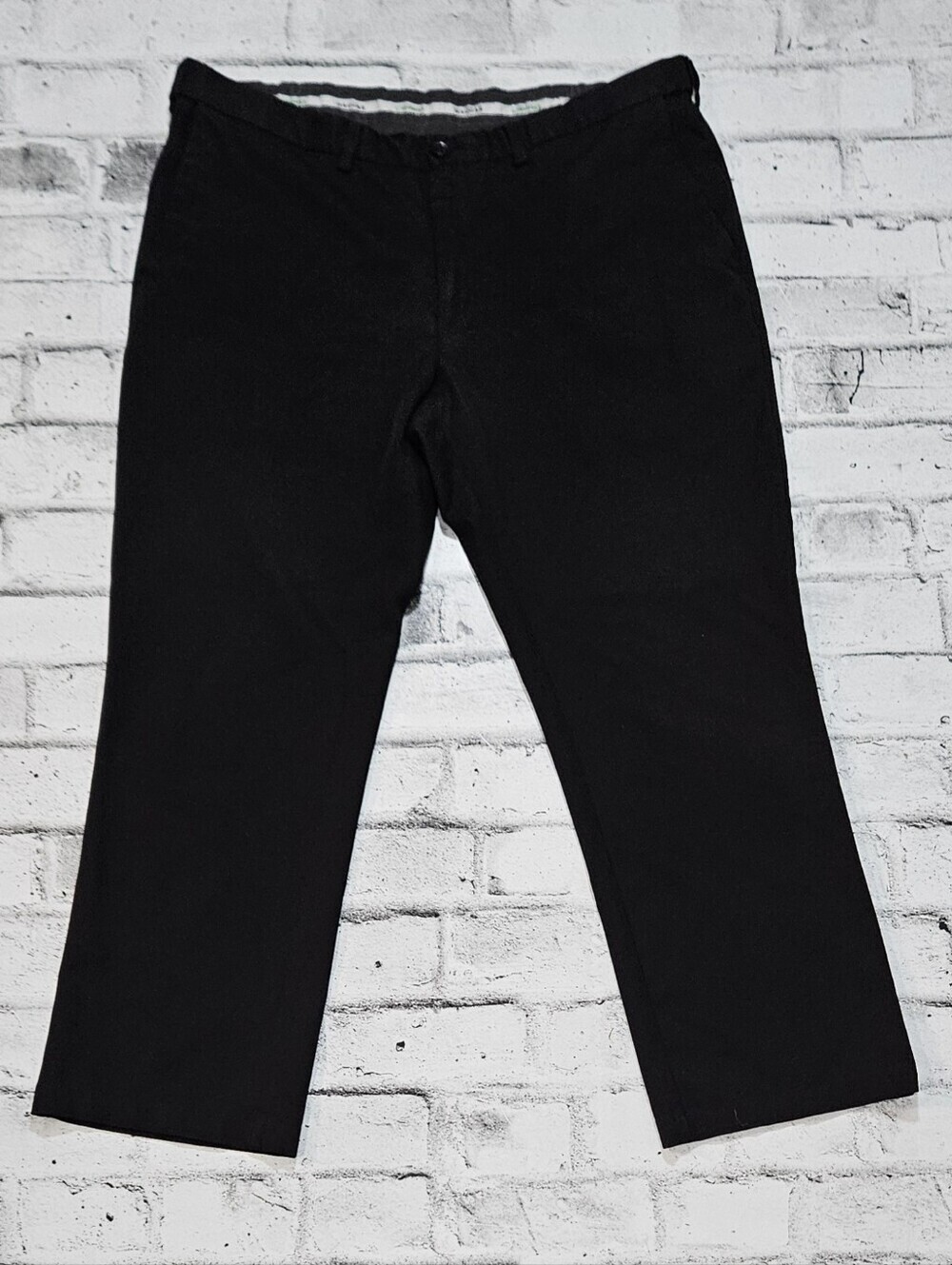 Haggar Cool 18 Pro Dress Pants Mens Black 40x30 Flat Front Trousers